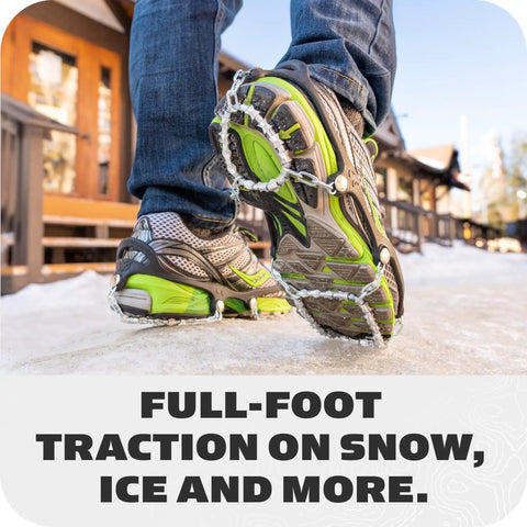 Boss Level All Surface Traction Cleats Engineered With Reinforced Diamond Beads Conquering Slippy Ice And Packed Snow Quick Snap On Shoe Protectors Matte Black Large on winter footwear.