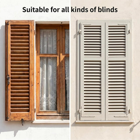 Rock Solid Plantation Shutter Repair Kit Including Forty Premium Quality PP Plastic Shutter Pins For Super Smooth Window Blinds Fixes And Total Home Refresh Sets, wooden and modern shutters side by side