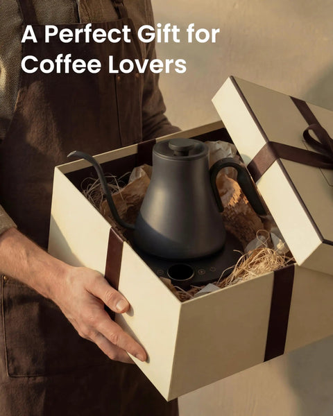 Gift box with Gooseneck Electric Kettle With Precise Temperature Control Plus Or Minus One Degree Fahrenheit, dark grey