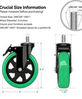 Heavy Duty Six Inch Stem Caster Wheels Delivering A Rock Solid Three Thousand Pound Capacity with 6 inch diameter and dimensions shown.