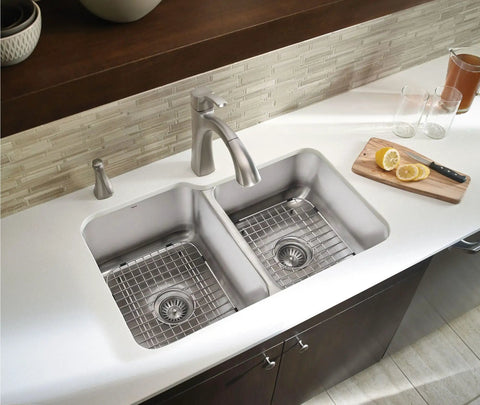 Refillable Kitchen Soap Dispenser With Above Sink Bottle In Spot Resist Stainless Finish next to double kitchen sink and faucet