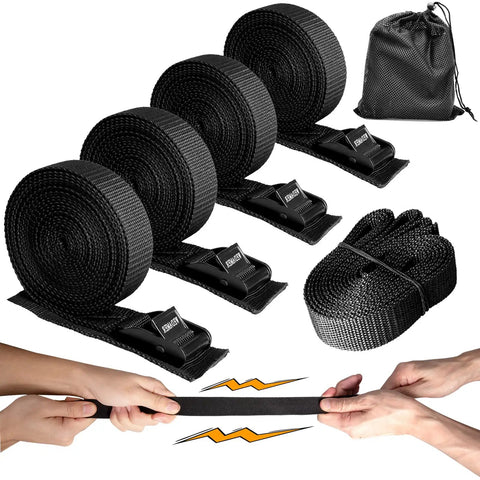 4 Pack Beefy Heavy Duty Cam Buckle Tie Down Straps 1 Inch Wide By 16 Feet Long For Trucks Boats RVs Roof Racks And Cargo Securement With Storage Bag