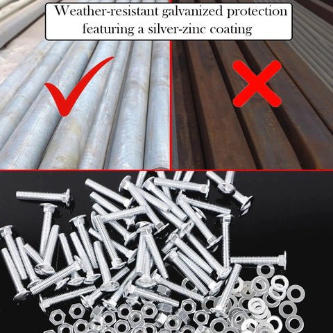 Heavy Duty 50 Piece Bench Slat Replacement Kit featuring galvanized M6x35mm bolts and washers for outdoor seating.