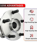 Heavy Duty Front Wheel Bearing Hub Assembly 2 Pack Rock Solid Construction with five bolt mounting studs and smooth steel finish.