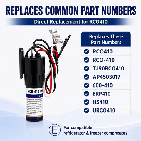 Universal 3 In 1 Compressor Hard Start Capacitor Kit For Refrigeration Systems 115 Vac 1/4 To 1/3 Hp visible with wires and connections.