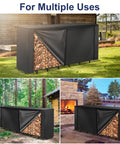 Heavy Duty 8-Foot Firewood Rack Cover With Zipper And Front Flap, 600D Oxford Waterproof Outdoor Storage Shield for logs and rack.
