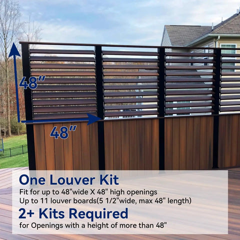 Deck Sunblind System Brackets Set For Louvers And Shutters, Adjustable Hardware Kit For Blinds, Each Set Holds Up To Eleven Boards, 48 Inch Wide, Outdoor Privacy, Rain And Sun Control, Easy Patio Upgrade