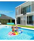 Built Different 4K 8MP IP Security Camera With Smart Human Detection And Color Night Vision H265 Codec outdoor view with children in pool.