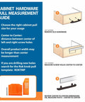 Cabinet hardware pull measurement guide visual instructions for measuring screw holes and choosing cabinet pull size.
