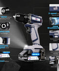 Image of Heavy Duty 20 Volt Max Brushless Cordless Drill Kit With Badass 70 Newton Meter Torque And 1800 Rpm Speed for home repairs with keyless chuck.
