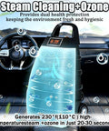 Professional Industrial Grade Steam Cleaner 3000W with 3.5L large tank shown in car, demonstrating steam and ozone cleaning features.