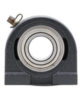 2-Pack 1 Inch Tapped Base Pillow Block Bearing Units SA205-16 front view of cast iron bearing mount with inner metal ring.