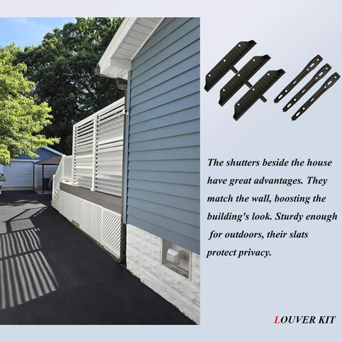 All In One Louver Hardware Kit For Blinds And Shutters Sunblind Brackets Holds Up To 11 Boards 48 Inch Black Outdoor Ready Includes 22 Brackets 10 Actuators And 99 Screws For Decks Patios And Privacy Walls