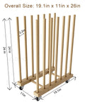 Rock Solid Beechwood Art Storage Rack With Locking Casters For Canvas Boards Frames And Drawing Panels Heavy Duty Studio Organizer dimensions and design view.