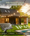 96 Ft Outdoor Solar String Lights With Remote And USB Port, Waterproof Patio Garden Lights, IP65 rating by a pool and house