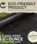 Weed Barrier Fabric Three Point Two Ounce Heavy Duty Ground Cover Four By Two Hundred Feet Breathable Mat eco-friendly roll.