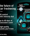 Smart Car Vent Freshener Long Lasting Odor Erasing Clip Set Intensity Low Or High Unstopables Crispy Road Ready Scent four pack design with intensity dial feature.