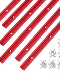 Six Pack Of Three Foot Aluminum T Track Rails In Bold Red Built For Rock Solid Woodworking Jigs And Shop Fixtures Featuring Pre Drilled Holes And Screws.