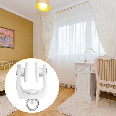 50 Piece Bulk Pack White Curtain Track Rollers Premium Quality Smooth As Butter Slick Glide Compatible With 11 mm Flexible Tracks close-up in a bright room.