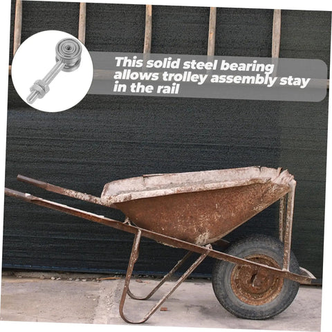 4Pcs Heavy Duty Sliding Door Rollers With Double Wheel Pulley Bearings Built Tough For Smooth And Silent Operation Sturdy Steel Construction Easy Install For Patio Doors And Large Windows Glides Like A Dream While Handling Heavy Loads Without Skipping A with solid steel bearing for trolley assembly in a rusted wheelbarrow.