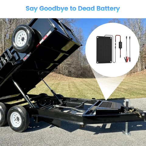 Keep Your Rig Humming With This 10W Solar Battery Charger Maintainer Using An MPPT Controller For 12V 24V Trailers on black trailer.