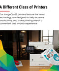 Color Wireless Duplex Laser Printer All In One With Copier Scanner Fax And Auto Document Feeder Fast 22 PPM Easy Wireless Setup Perfect For Home Office Or Small Biz 3 Year Limited Warranty displayed on desk.