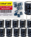 Heavy Duty Rock Solid 330 Uf 35 Volt 10X12.5Mm Radial Lead Aluminum Electrolytic Capacitor With Ultra Low Esr And Fast Response Tight 10 Pack