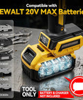 Badass Cordless Angle Grinder Compatible With DeWalt 20V Max Tool Only, featuring bright lights and tool interface.