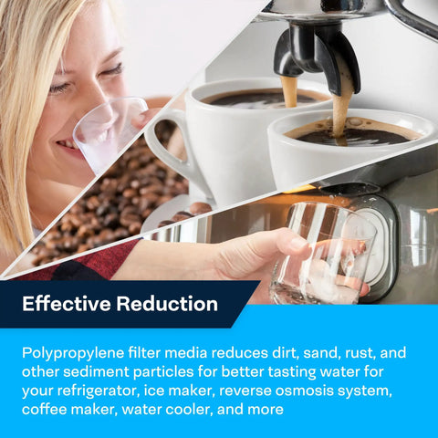 Inline Sediment Water Filter With One Quarter Inch Quick Connect For Fridges And Ice Makers Offers Slick Plug And Play Install That Knocks Out Grit Daily, showing clean water use.