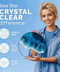 Woman holding artwork made with Crystal Clear 64 Oz Epoxy Resin Kit With Hardener For Food Safe DIY Art Woodworking Jewelry Making Coasters Mold Casting Low Viscosity Self Leveling Perfect For Beginners And Pros