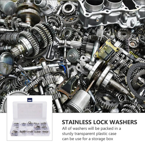 Stainless Steel Serrated Lock Washers Set With Internal And External Teeth 400 Pcs Assortment in a plastic case