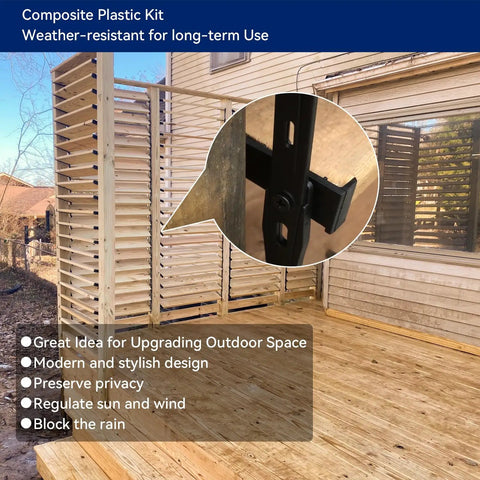 Deck Sunblind System Brackets Set For Louvers And Shutters, Adjustable Hardware Kit For Blinds, Each Set Holds Up To Eleven Boards, 48 Inch Wide, Outdoor Privacy, Rain And Sun Control, Easy Patio Upgrade