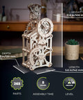 Engine Clock 3D Puzzle Kit With Moving Pistons, Auto Theme Mechanical Clock, DIY Steam Engine Gear, Speedometer Style Time Display, 11.8 Inch Tall, Brain Teaser Clock Kit For Do It Yourself Enthusiasts in wood