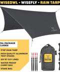 Waterproof Hammock Rain Fly Tarp with Stakes and Carry Bag for Backpacking Ultralight Camping Shelter Ripstop Nylon 11'x9' setup