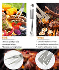 11 Piece Stainless Steel BBQ Tool Set With Storage Bag For Outdoor Grilling Camping And Backyard Use Dad Gifts For Fathers Day Includes Tongs and Fork