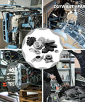 Pro Install AC Compressor And Complete Component Kit For Hyundai Genesis 2011 2012 showing assembly components and mechanics at work.