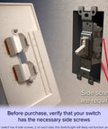 3 Pack SwitchLight LED Night Light for Single Pole Switches with Auto On Off Sensor next to a wall switch plate demonstration.