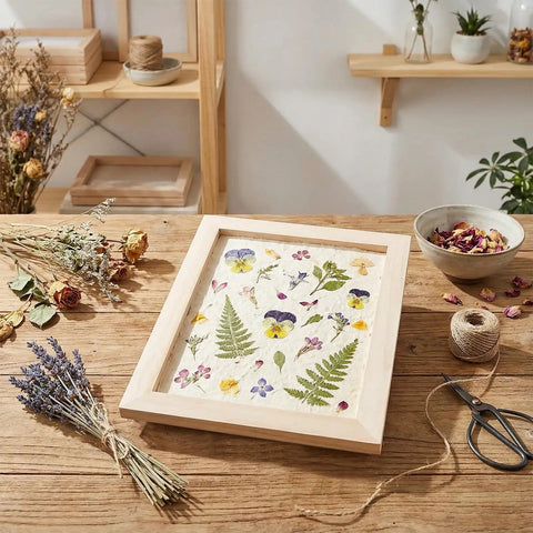 All In One 3 Pack Paper Making Frame Kit With Wooden Screens In A4 A5 A6 Sizes For DIY Papermaking displayed on table
