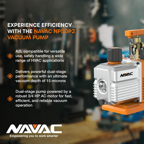 Top Shelf Dual Stage Hvac Vacuum Pump With Five Cfm Flow Rate And Fifteen Micron Suck Power Three Quarter Horsepower Motor close-up view