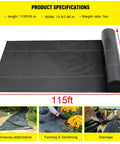 Heavy Duty 5 Oz Landscape Fabric 13x115 Ft Driveway And Weed Barrier For Erosion Control French Drain Garden Landscaping Weed Control Construction Projects Permeable Ground Cover unrolled