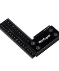 Pro Grade Precision Square Ruler For Marking And Measuring In Carpentry - 4 Inch Aluminum Frame Tool, black color, top view