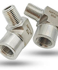 Beefy One Quarter Inch NPT Female To One Quarter Inch NPT Male 90 Degree Street Elbow Pipe Fitting 304 Stainless Steel 5800 PSI