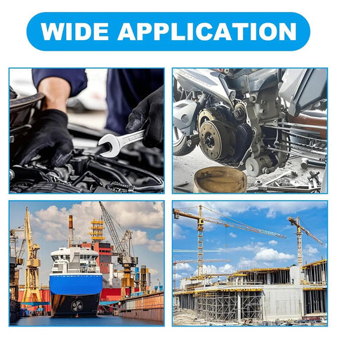 Collage showing construction, machinery assembly, shipping, and building sites indicating the wide application of 100 Pack M6 Nylon Insert Lock Nuts Self Locking Hex Nuts, Yinpecly 304 Stainless Steel, M6x1.0mm Thread, 6mm Tall, 10mm Hex, Go-To Choice For Industrial Construction And DIY Projects.