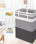Collapsible Laundry Basket for Dorm Spaces, 15x12x24 inches, sturdy canvas, handles for easy use.