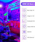 Super Bright UV Black Light 100W Flood Light With 10ft Power Cord IP66 Ultraviolet Stage Lighting For Halloween Parties DJ