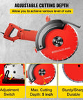Badass 1800W Electric Concrete Saw Fully Loaded With Killer 14 Inch Diamond Blade Wet Dry Multi Function Circular Saw showing adjustable cutting depth settings.