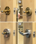 Installation process of Privacy Door Lock With Lever Handle For Commercial Interiors Brushed Chrome Finish Built Tough Heavy Duty Lock.
