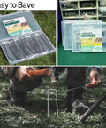 Heavy Duty 5 Inch Galvanized Landscape Staples Pack Of 80 for outdoor projects shown in packaging and in use.