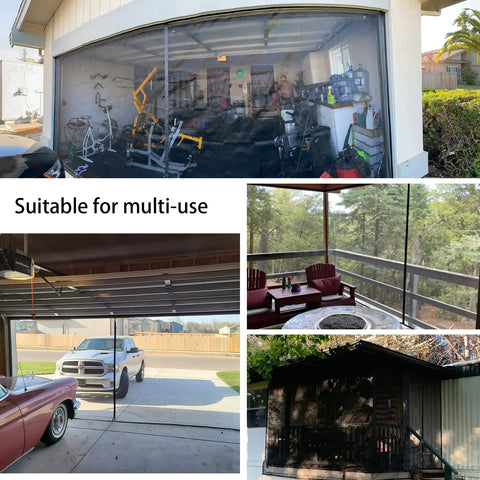 Garage Door Screen For 2 Car Garage With Magnetic Closure And Heavy Duty Weighted Bottom Self Sealing Fiberglass Mesh Retractable Net