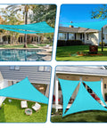 8x8x11 Ft Sun Shade Sail Triangle Canopy for outdoor patio backyard pergola deck carport UV blocking cloth turquoise green